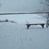 The view out onto Tamarack Lake in winter.