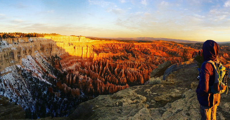 Catching the sun rising over the Hoodoos at Bryce Canyon NP.