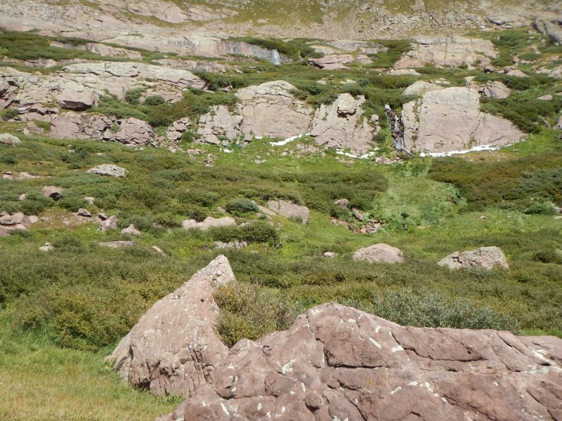 Small waterfalls in the drainage along the primitive trail.