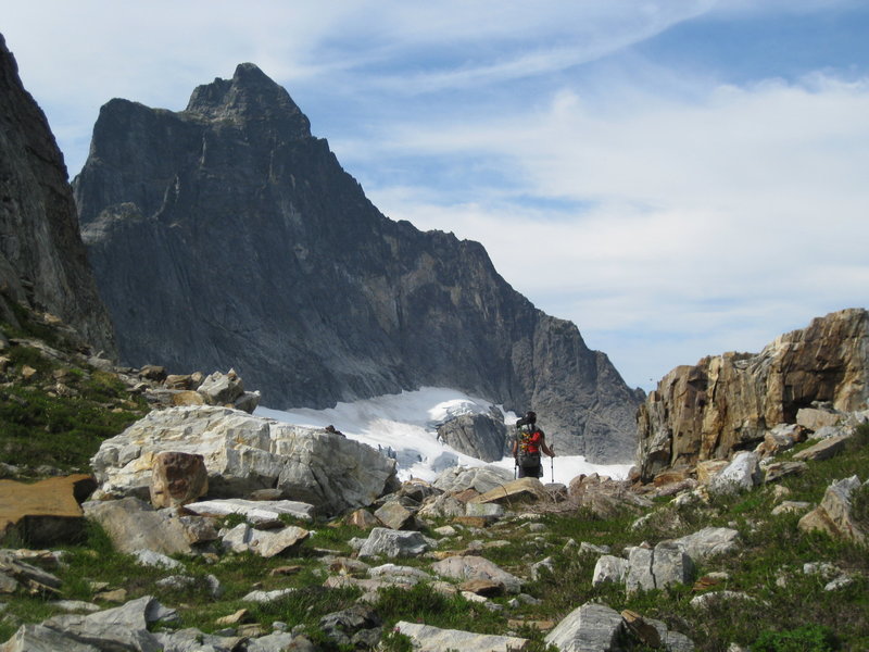 Looking at Mt. Triumph from the Col above Thornton Lakes.