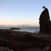 Rialto Beach Haystacks in evening fog.