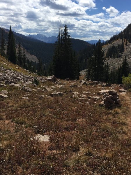 Looking south towards the Nokhu Crags, Mt. Richthofen, and Mt. Mahler from the Hidden Valley Trail.