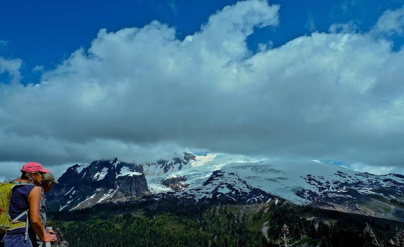 Clouds lifting slightly, on Mt Baker.