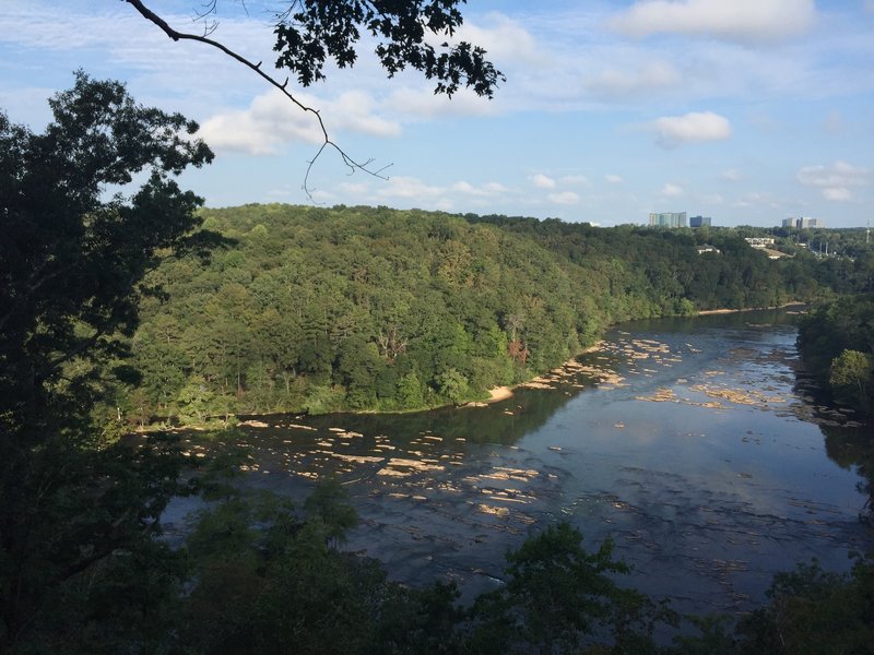 View from the overlook point facing northwest across the Chattahoochee towards the Sandy Springs area.