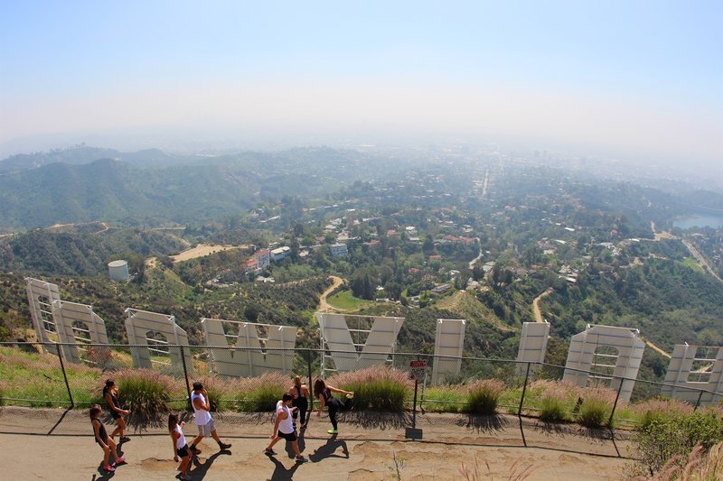 Top of Mount Lee and the iconic landmark of the Hollywood Sign.