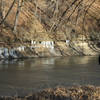 Walking along the icy riverbank of the Vermillion.