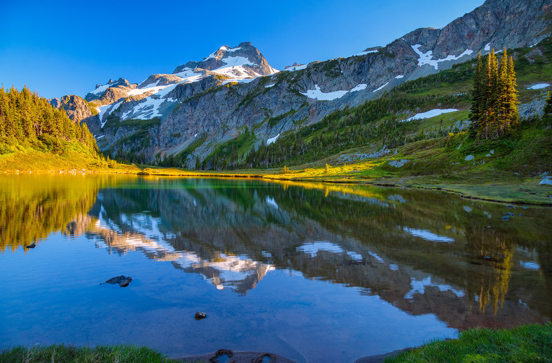 Le Conte Mountain seen from the Ying Yang lakes bivouac site along the Ptarmigan Traverse.