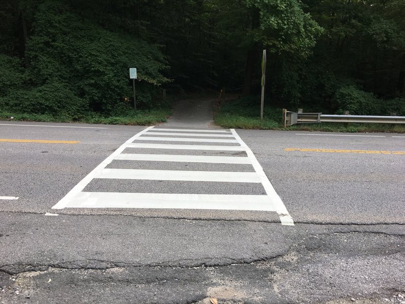 South Run Stream Valley Trail crossing Pohick Road.