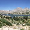 A nice place to stop before descending to Island Lake with a view into Titcomb Basin.