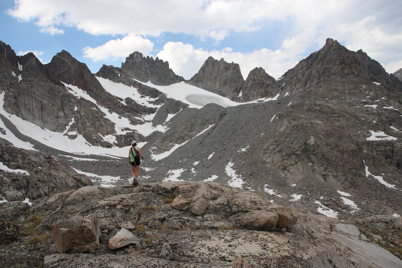 Exploring the end of Titcomb Basin.