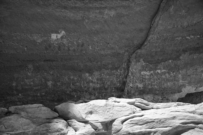 Petroglyphs and pictographs at Kachina Bridge.