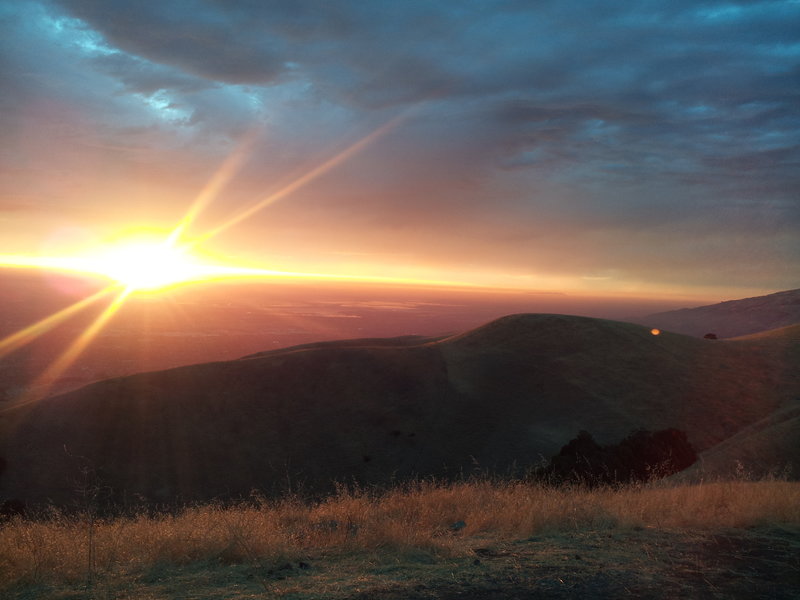 Peak of Baccardo Loop Trail with view on SF Bay and valley.