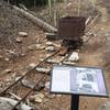 Interpretive sign and rail car.