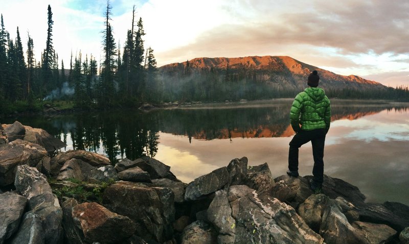 A peaceful evening at Bear Lakes taking in the sunset on Bear Mountain.