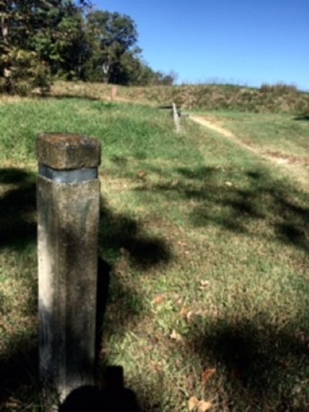 Taylor's Creek Trail Crossing Siege Road (Park Tour Road) Trail Marker Y.