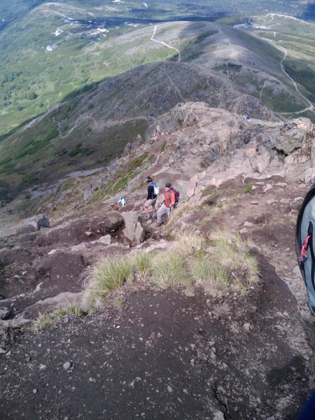 The path down from Flattop Mountain.