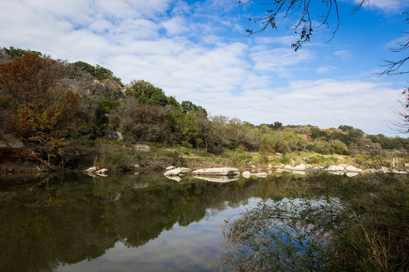 At the end of the trail, looking at the Pedernales River