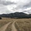 Looking back at Bear and South Boulder peaks from the Lower Big Bluestem Trail.