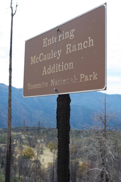 Leaving the Foresta community, you pass back into Yosemite National Park. The sign was damaged in the El Portal fire in 2014.