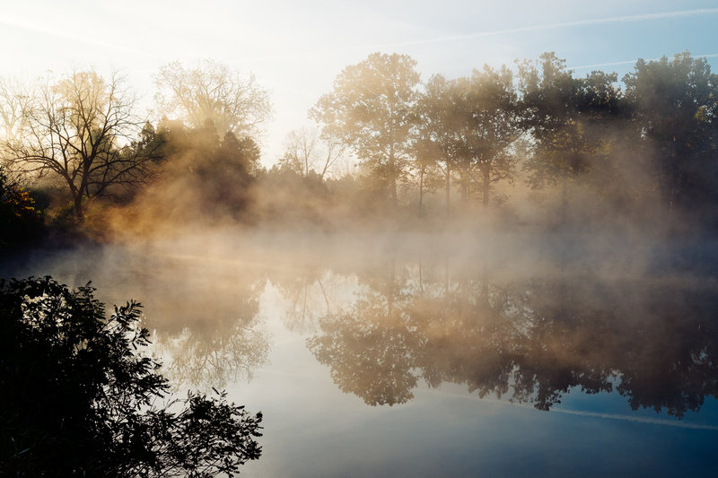 A misty morning over Lake Marmo.