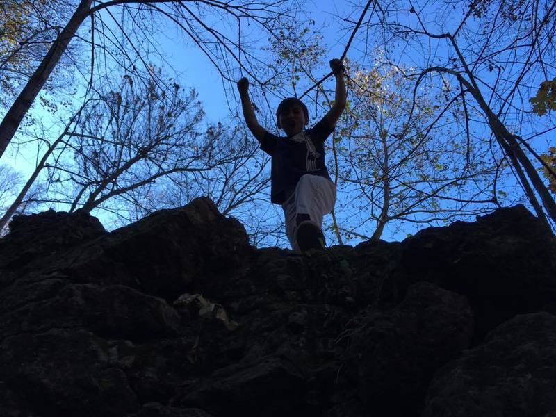 Climbing rocks near the spring.