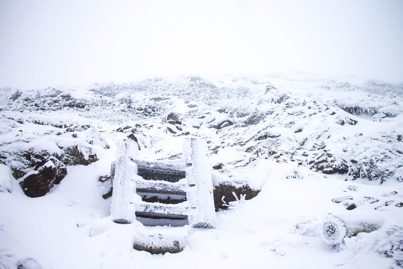 Icy steps on the way up to the summit of Eisenhower.