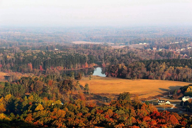 Fall colors with smoke from wildfire.