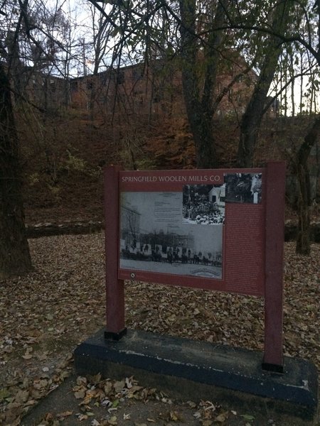 There are many things to look at and explore along the Greenway including several historical landmarks such as the old Woolen Mill seen here.