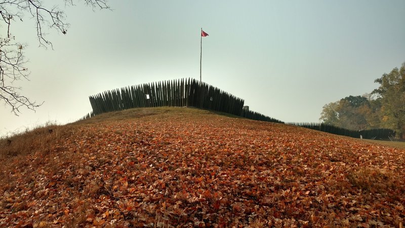 A view of the fort from the trail running along the river.