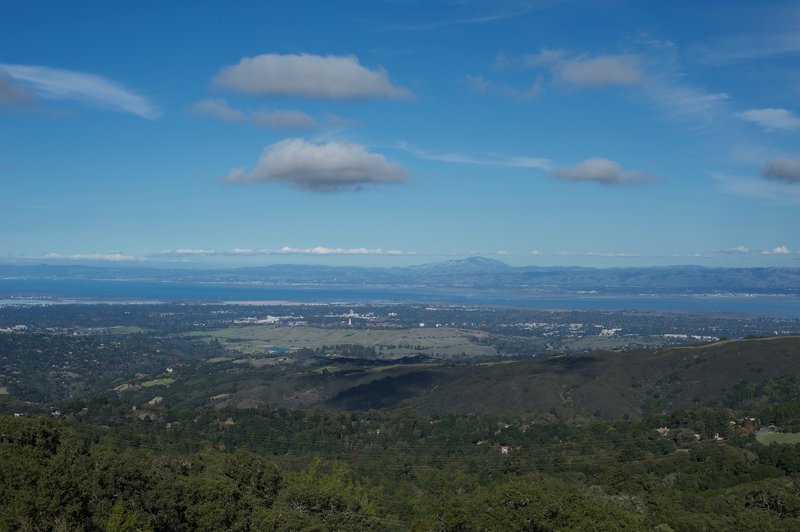 A view from he Vista Point overlooking the Stanford Dish Area and the South Bay area.