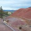 Phyolite Lava flows can be seen directly off to the left of the trail. They are the the small, purple hills to the left.