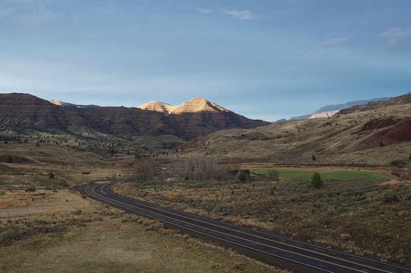 The surrounding hills at sunset and the Historic Cant Ranch from the end of the trail.