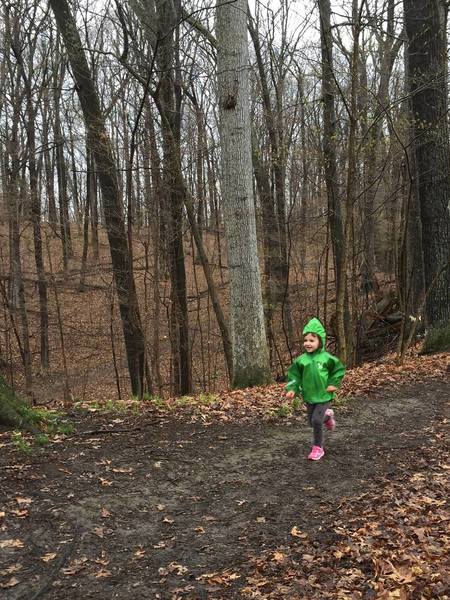 Julia (4 years old) running in the Medved Madness kid race.