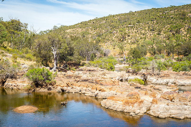 The Swan River flowing through over through the scenery.