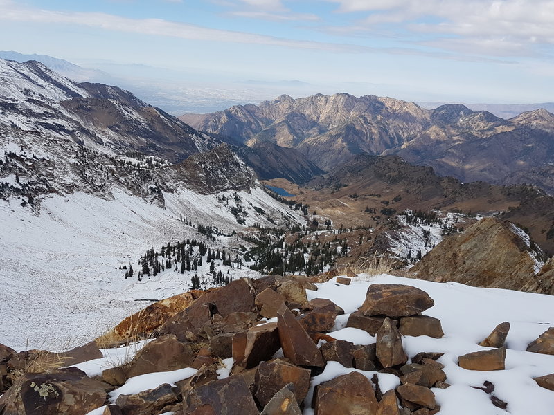 Looking down at Lake Blanche from the top of Mt. Supreme