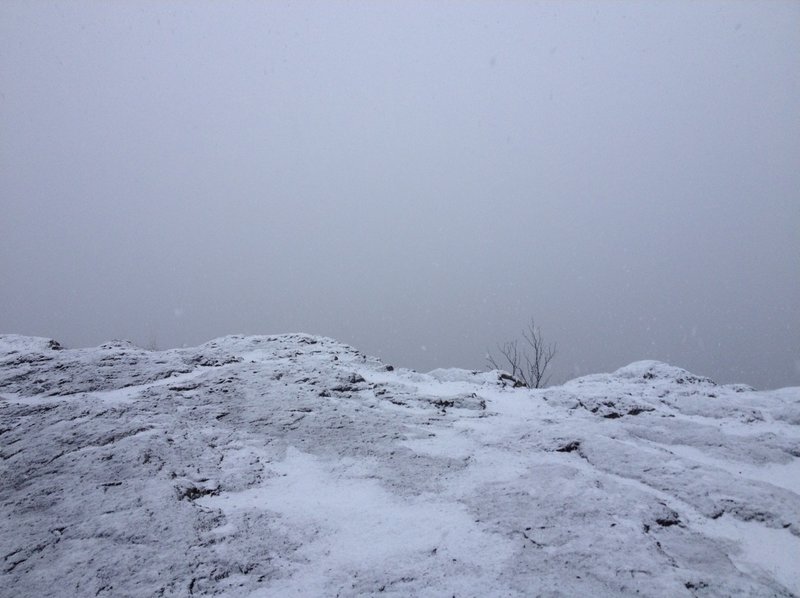 Overlooking Bean and Bear Lakes north of Silver Bay in white-out conditions