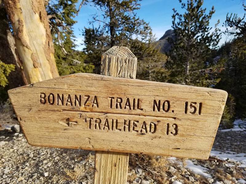 The Bonanza Trailhead is easy to spot along the Bristlecone Trail.