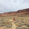 The Alcove Springs Trail flattens out after the initial descent before running through the creekbed.