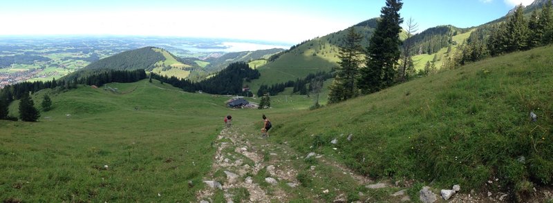 Scrambling down the Alm Connector.