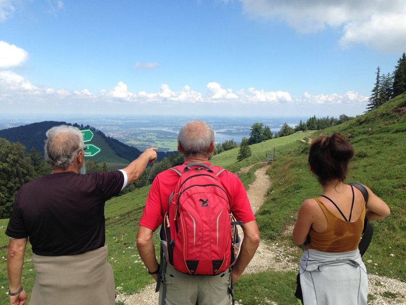 Looking north toward the Chiemsee at the overlook on the Reitweg Alternate trail.