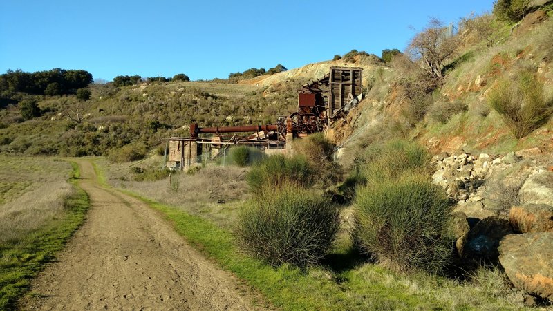 Getting close to the ruins of the Mine Hill Rotary Furnace - used to extract mercury from cinnabar in the early 20th century.