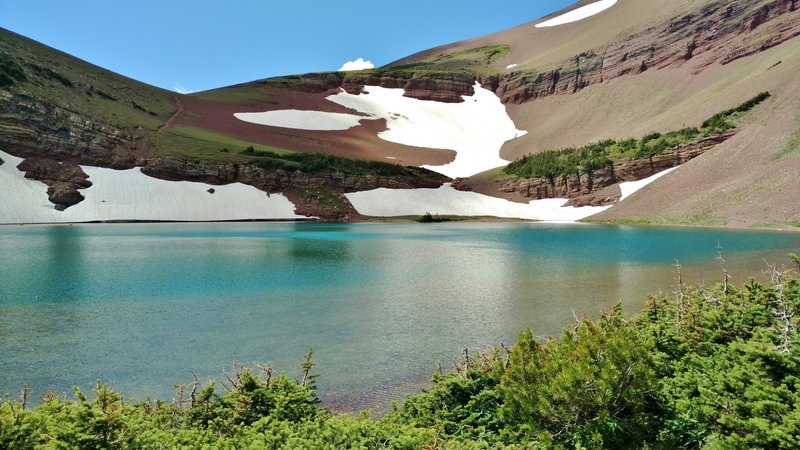 Carthew Lakes exhibit the beautiful blue-green water typical of a high-alpine lake.