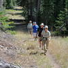 Our group hikes along Claim Jumper Trail in the Royal Gorge area of Donner Summit.