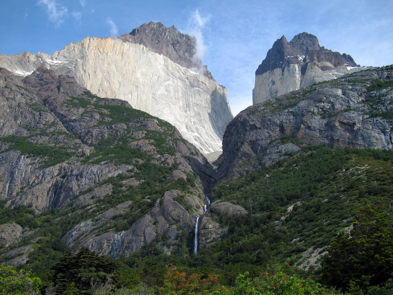 Waterfall from the Cuernos del Paine.