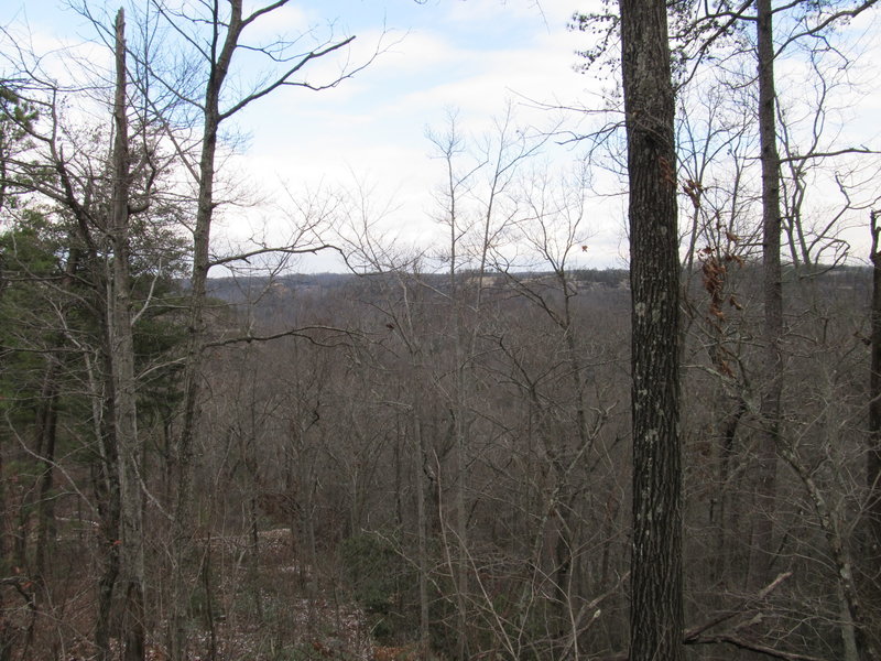 The end of Tunnel Ridge Road offers a scenic wintertime view of Courthouse Rock and the Auxier Ridge.