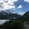 Byron Glacier cascades in the distance.