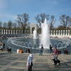 The WWII Memorial bustles with visitors as they appreciate and commemorate those who were lost.