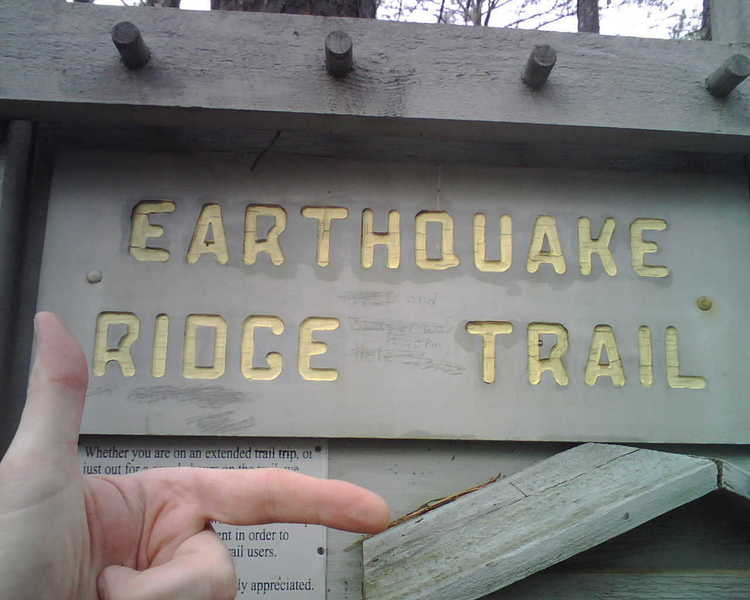 From the visitor's parking, head north to a sign at the mountain biking trailhead. Go right when you see this sign. Go left when the trail forks shortly after.