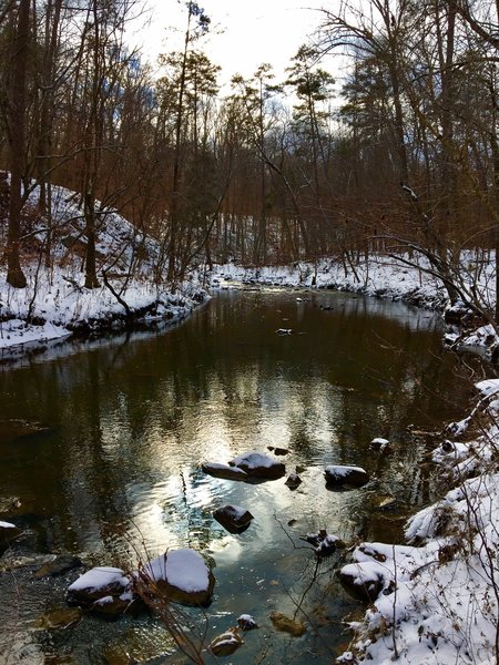 A rare snowy day makes for a nice treat on New Hope Creek.