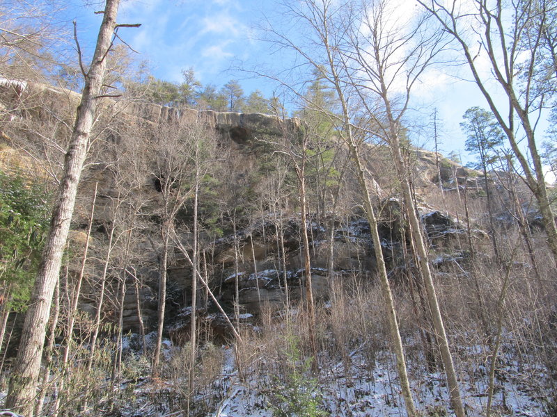 Frog's Head towers in height from the trail below.